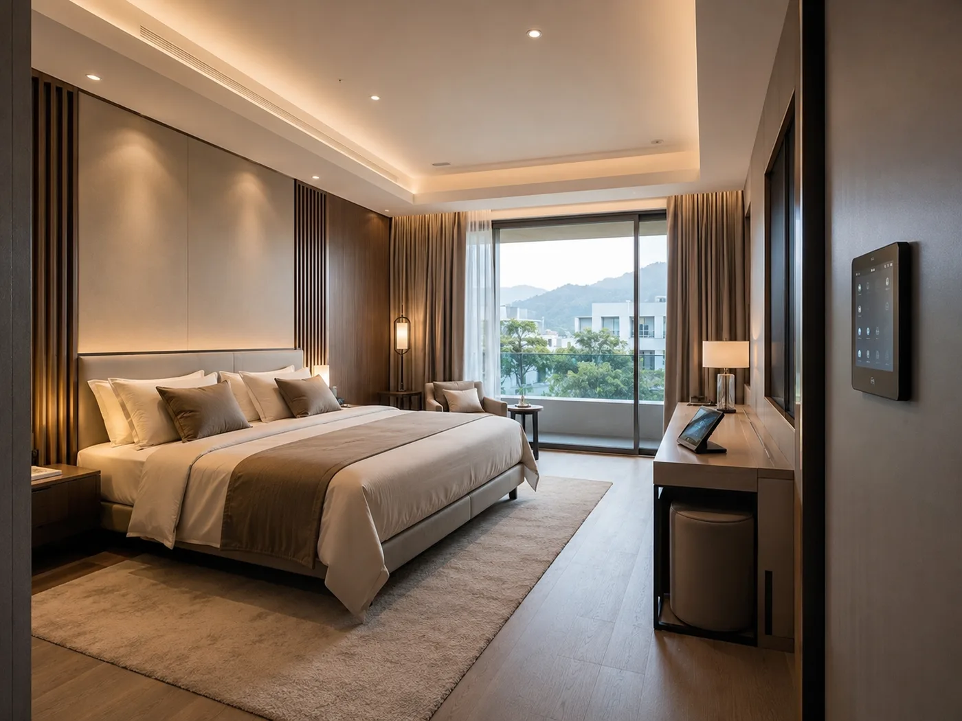 Exemple de chambre d’hôtel intelligente avec contrôle centralisé du confort